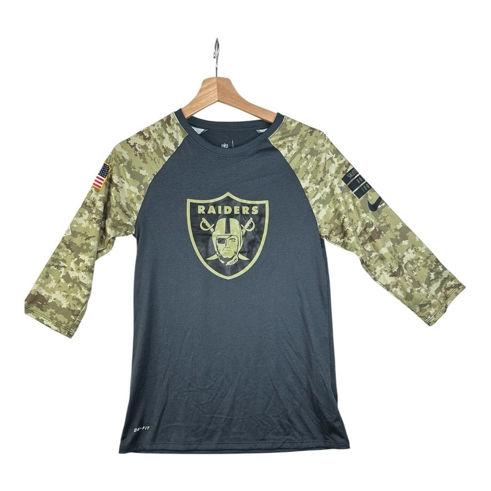 Nike Raiders Camo Athetic Shirt Salute to Service size Small Gray/Green